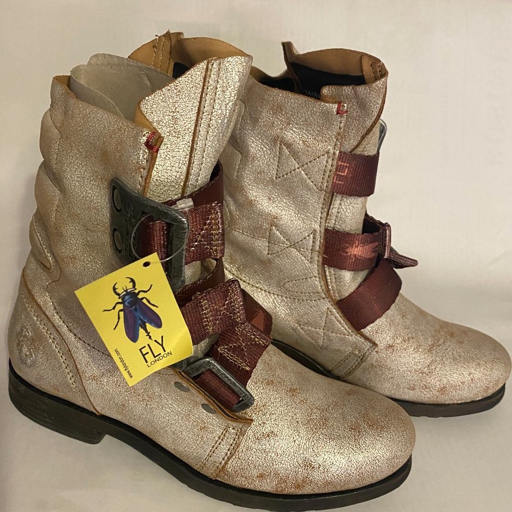 FLY London pearl white STIF moto boots size 39 NWT